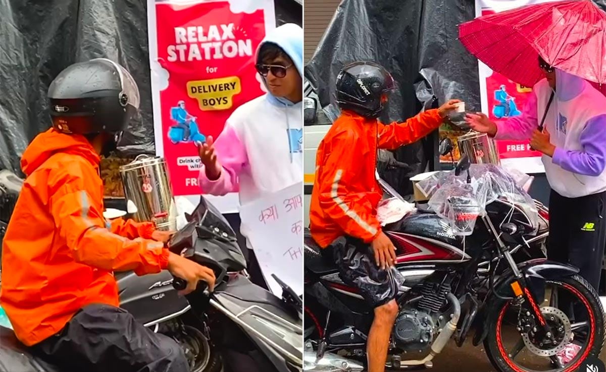 ilasau1 relax Vlogger Sets Up "Relax Station" For Delivery Agents Amid Heavy Rainfall And Waterlogging