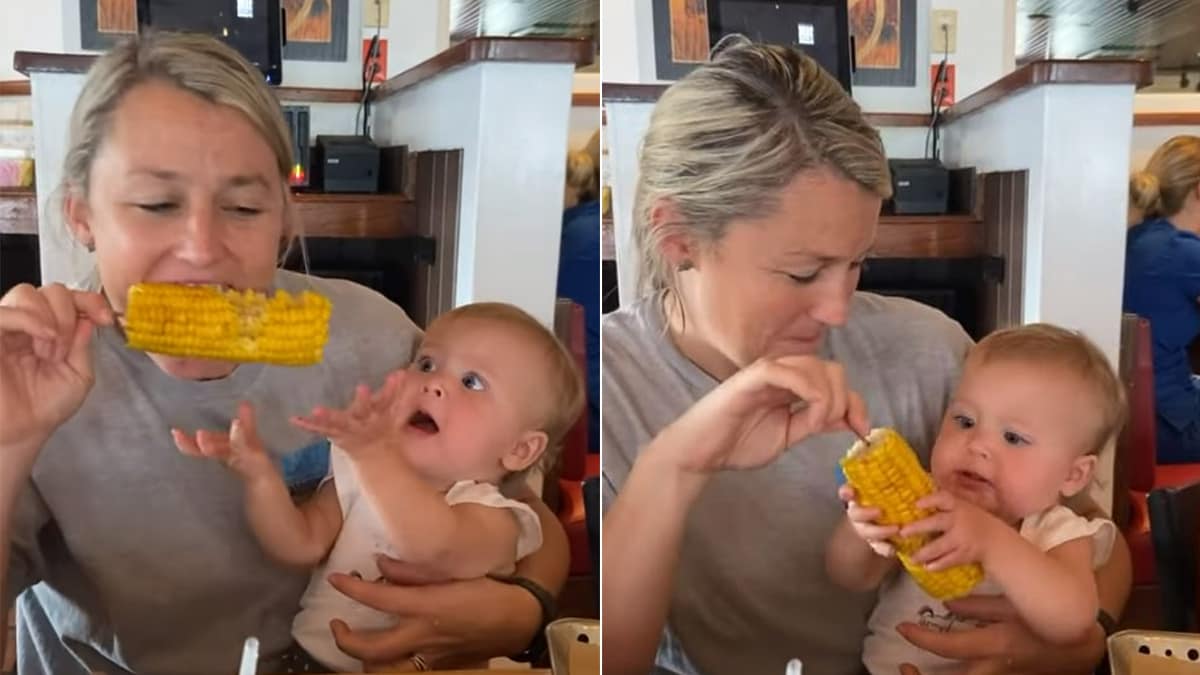 893nflf baby Adorable Video Of Baby Refusing To Share Corn Cob With Mother Clocks 28 Million Views